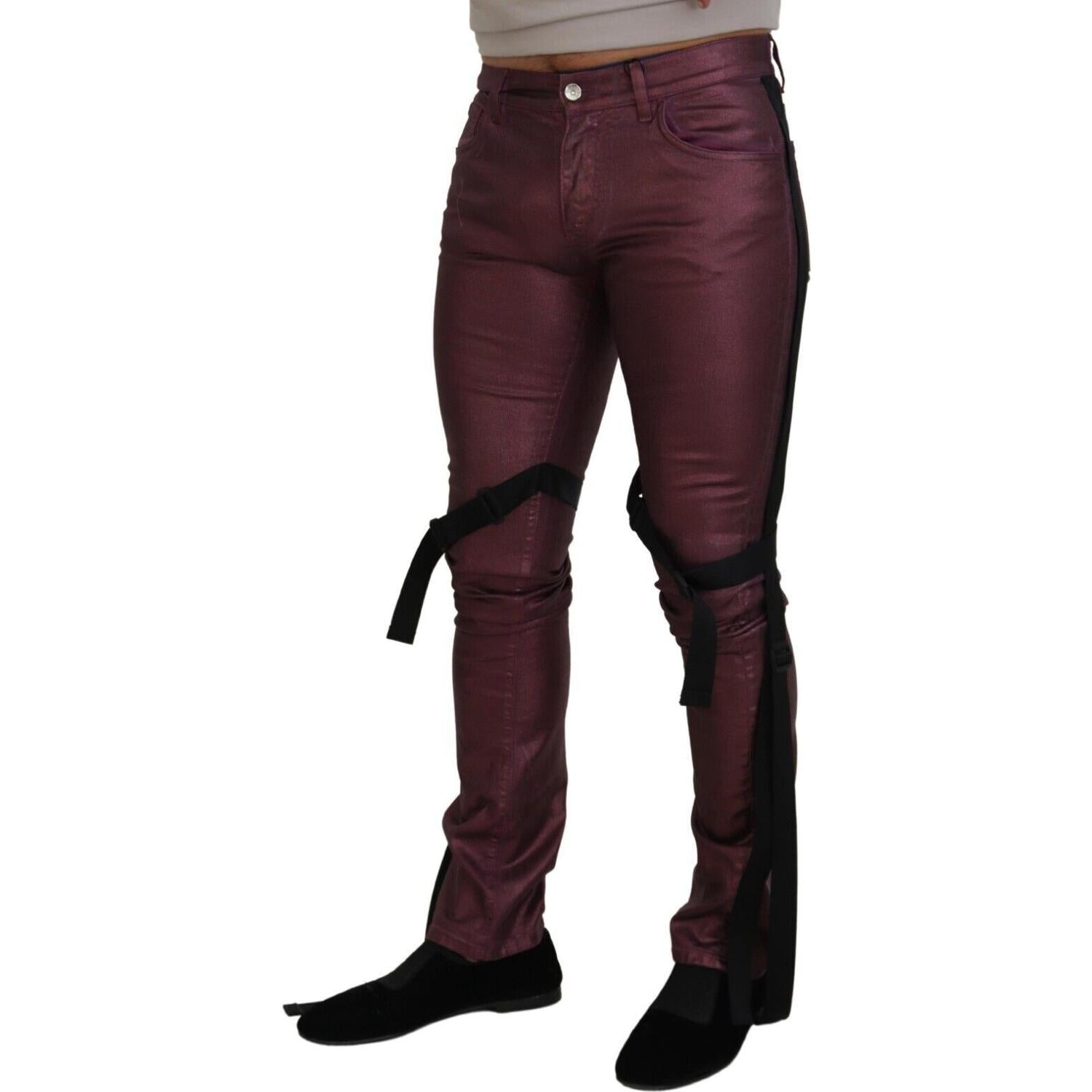 优雅洋红色棉质长裤