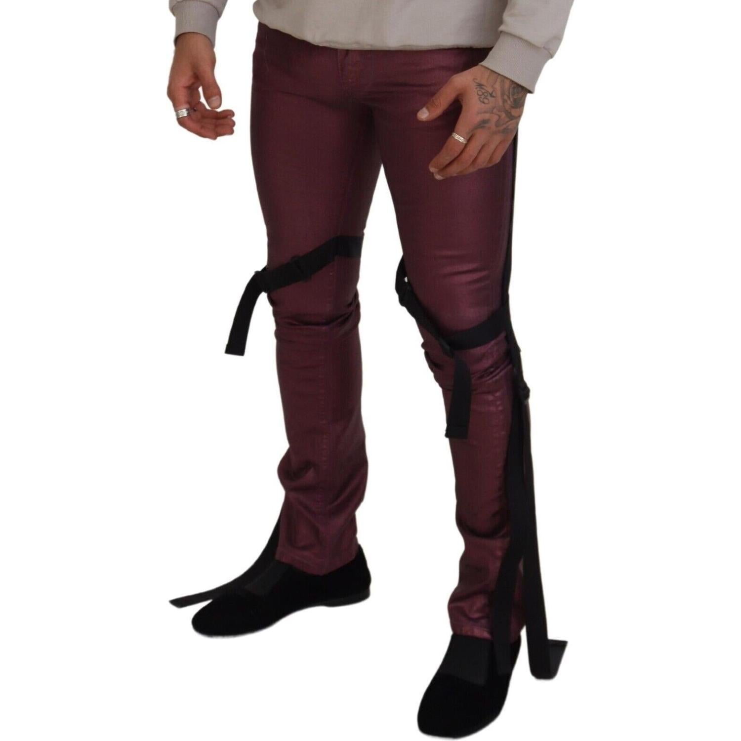 优雅洋红色棉质长裤