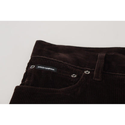 Dolce & Gabbana Brown Corduroy Men Casual Trouser Pants