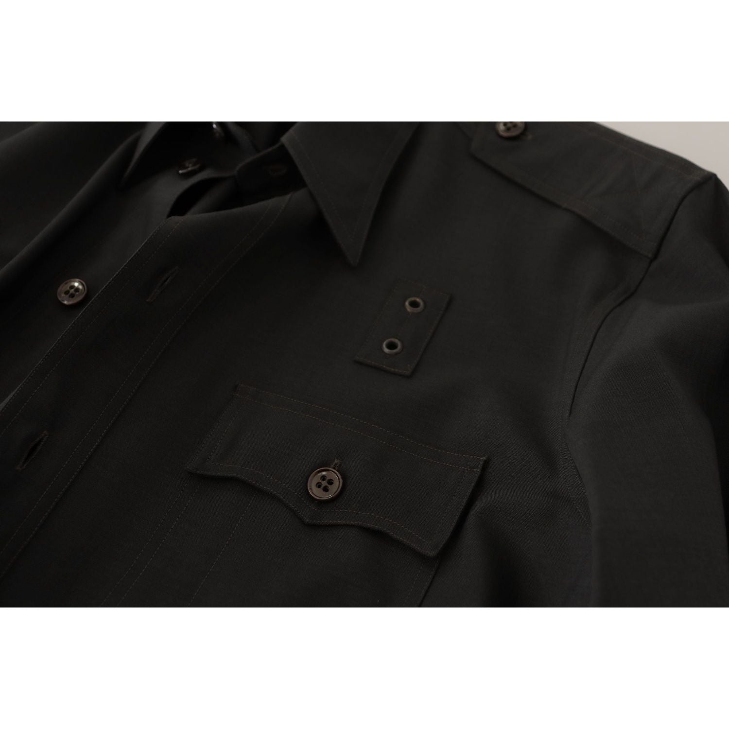 优雅修身深绿色棉质衬衫