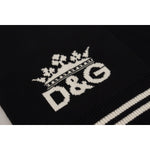 Dolce & Gabbana Black White Cotton DG Printed Cashmere Shawl Scarf