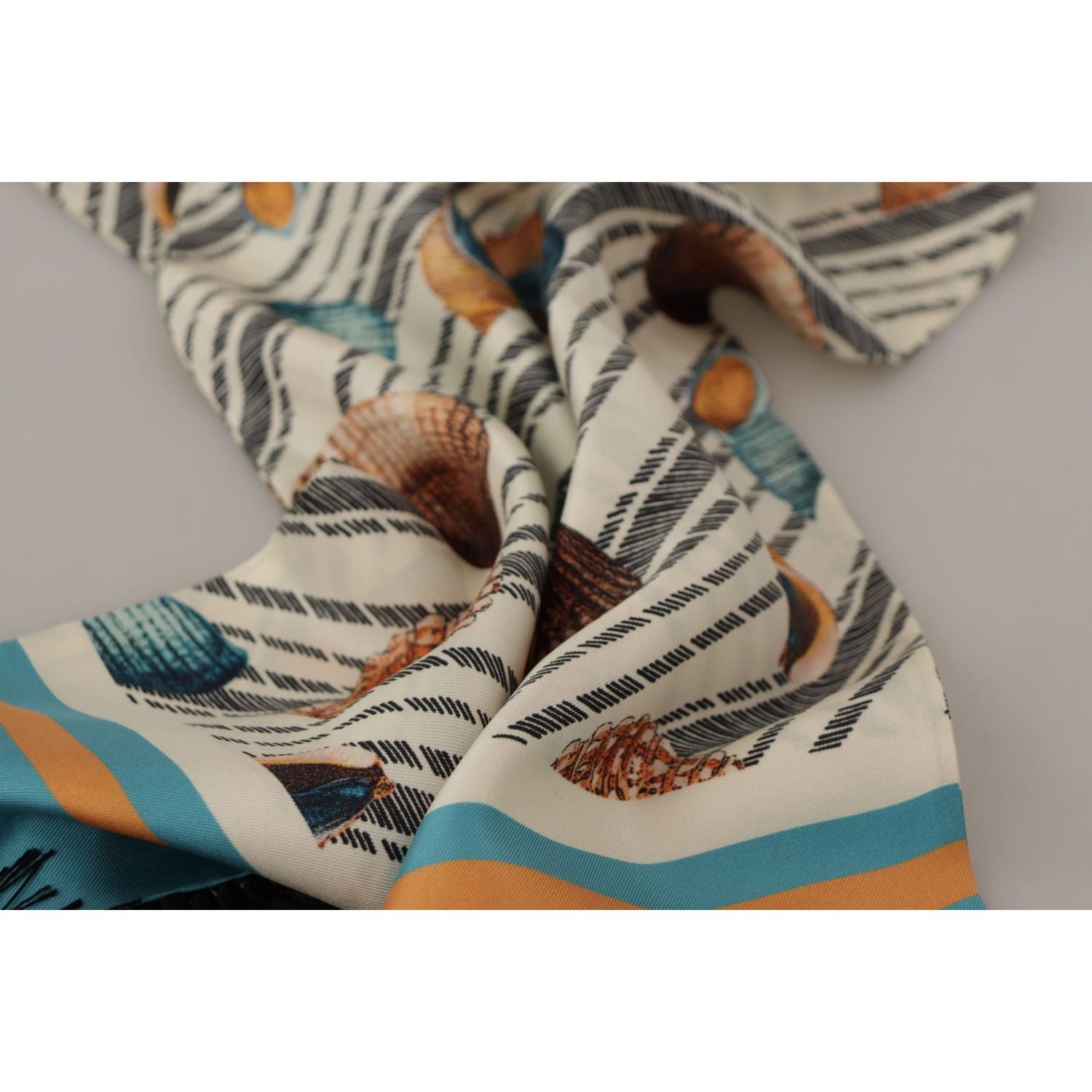 多色真丝贝壳印花围巾