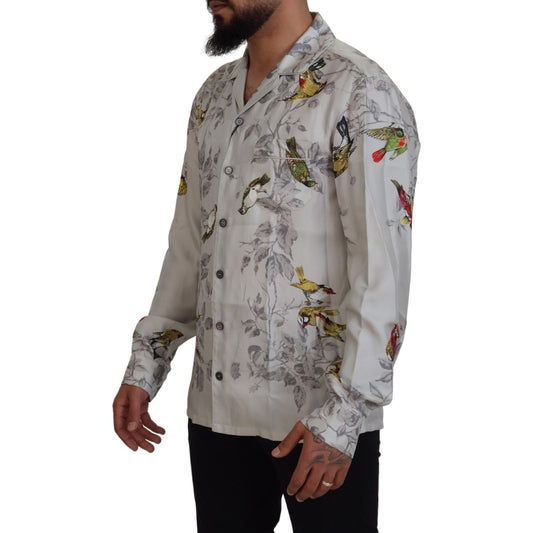 Dolce & Gabbana Elegant Silk Bird Print Casual Shirt Dolce & Gabbana