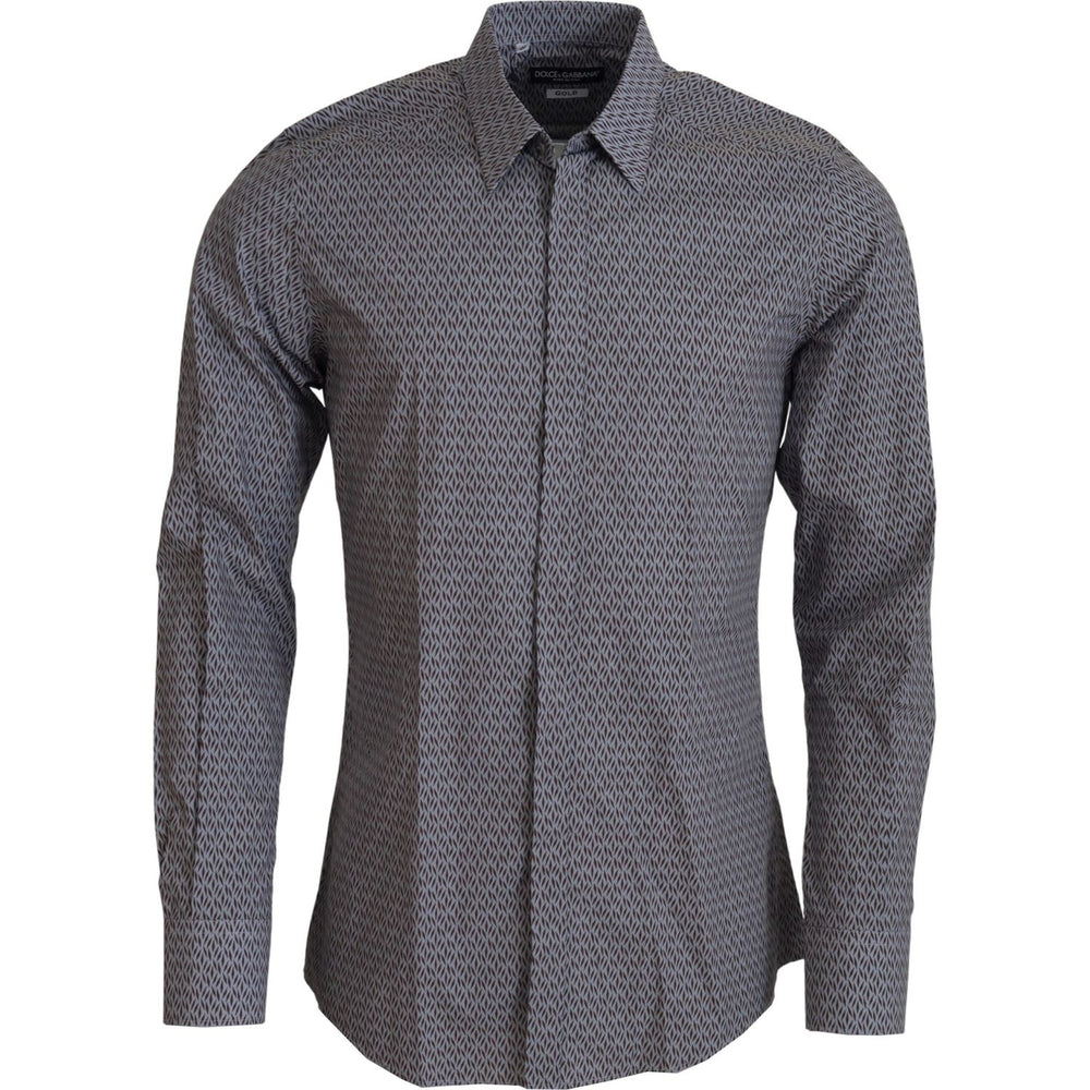 Dolce & Gabbana Gray Brown GOLD Slim Fit Dress Formal Shirt