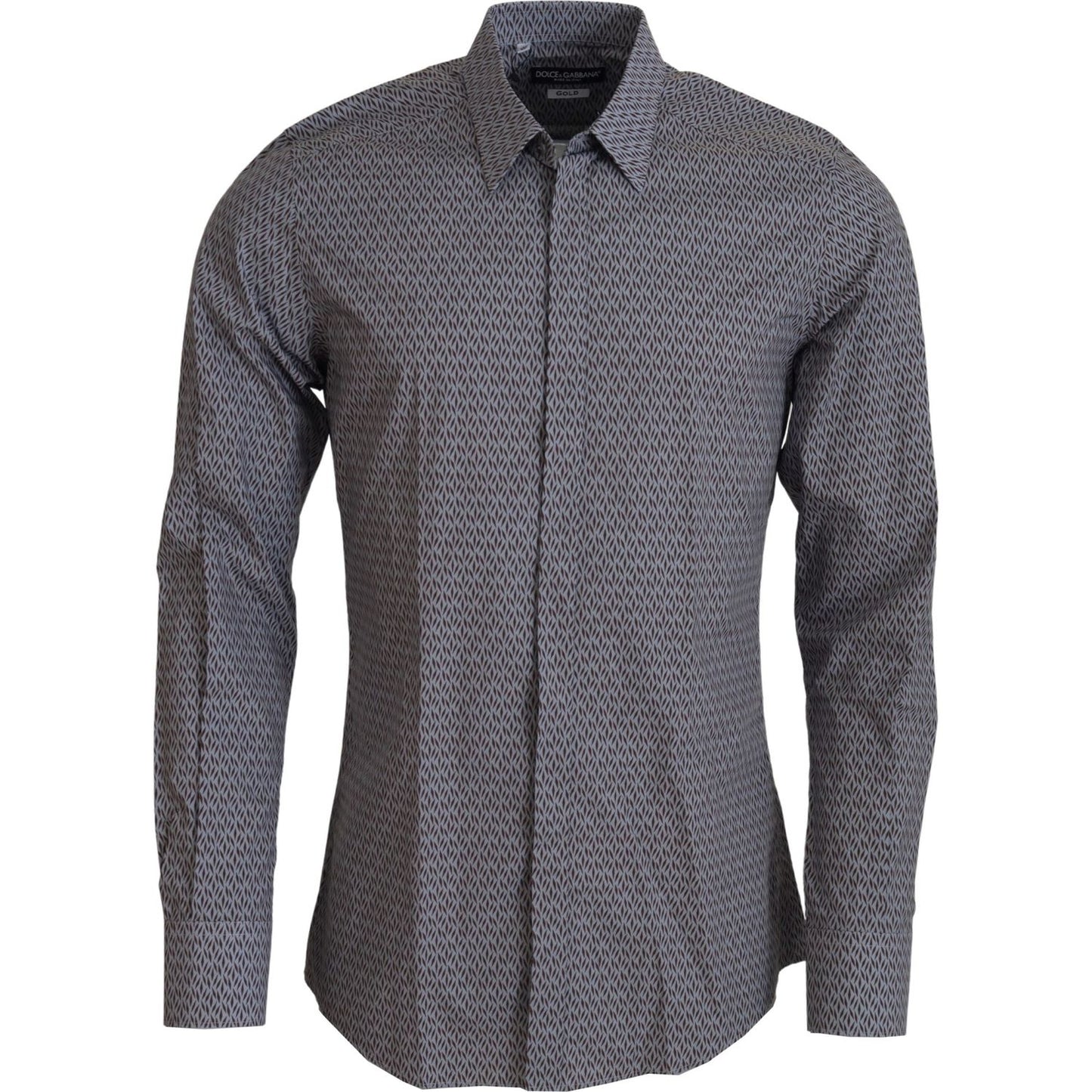 Dolce & Gabbana Gray Brown GOLD Slim Fit Dress Formal Shirt