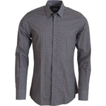 Dolce & Gabbana Gray Brown GOLD Slim Fit Dress Formal Shirt