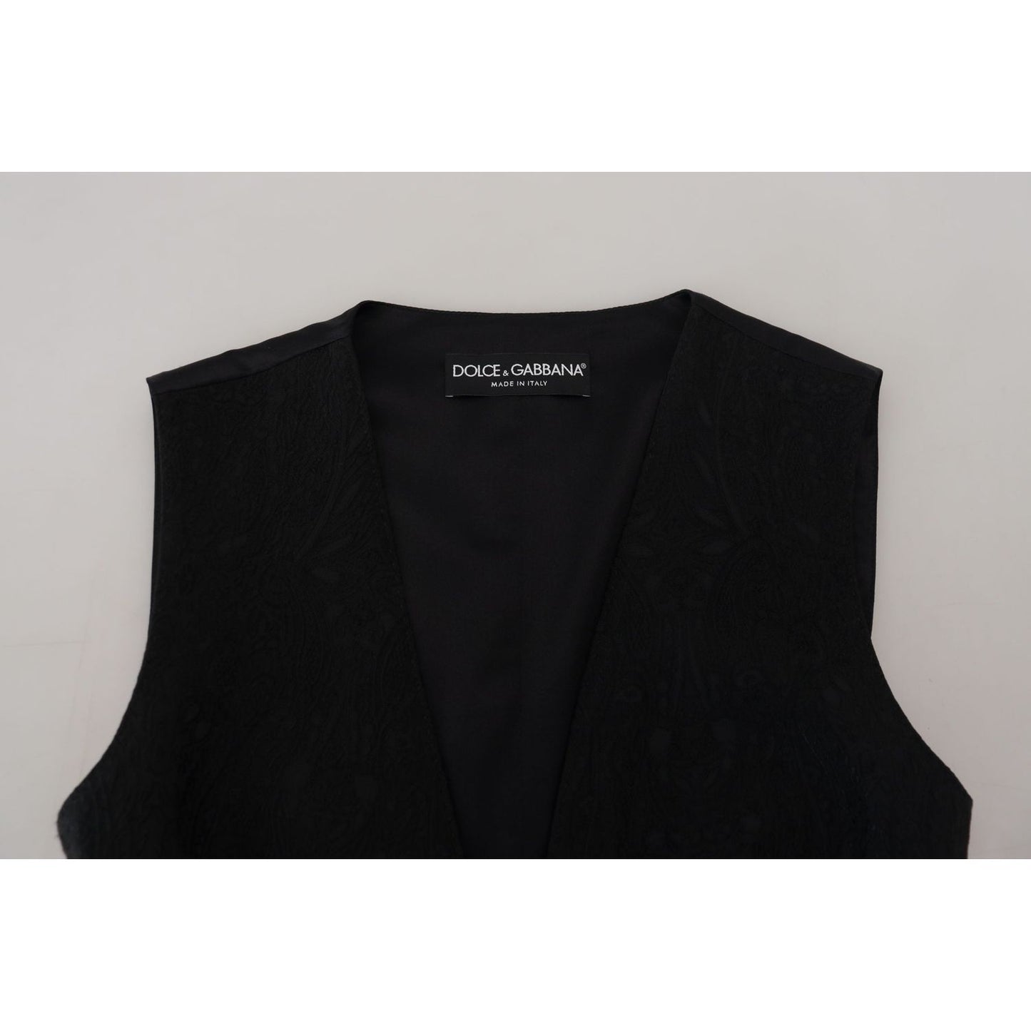 Dolce & Gabbana Black Brocade Button Down Sleeveless Vest Top TSH83311 - 40