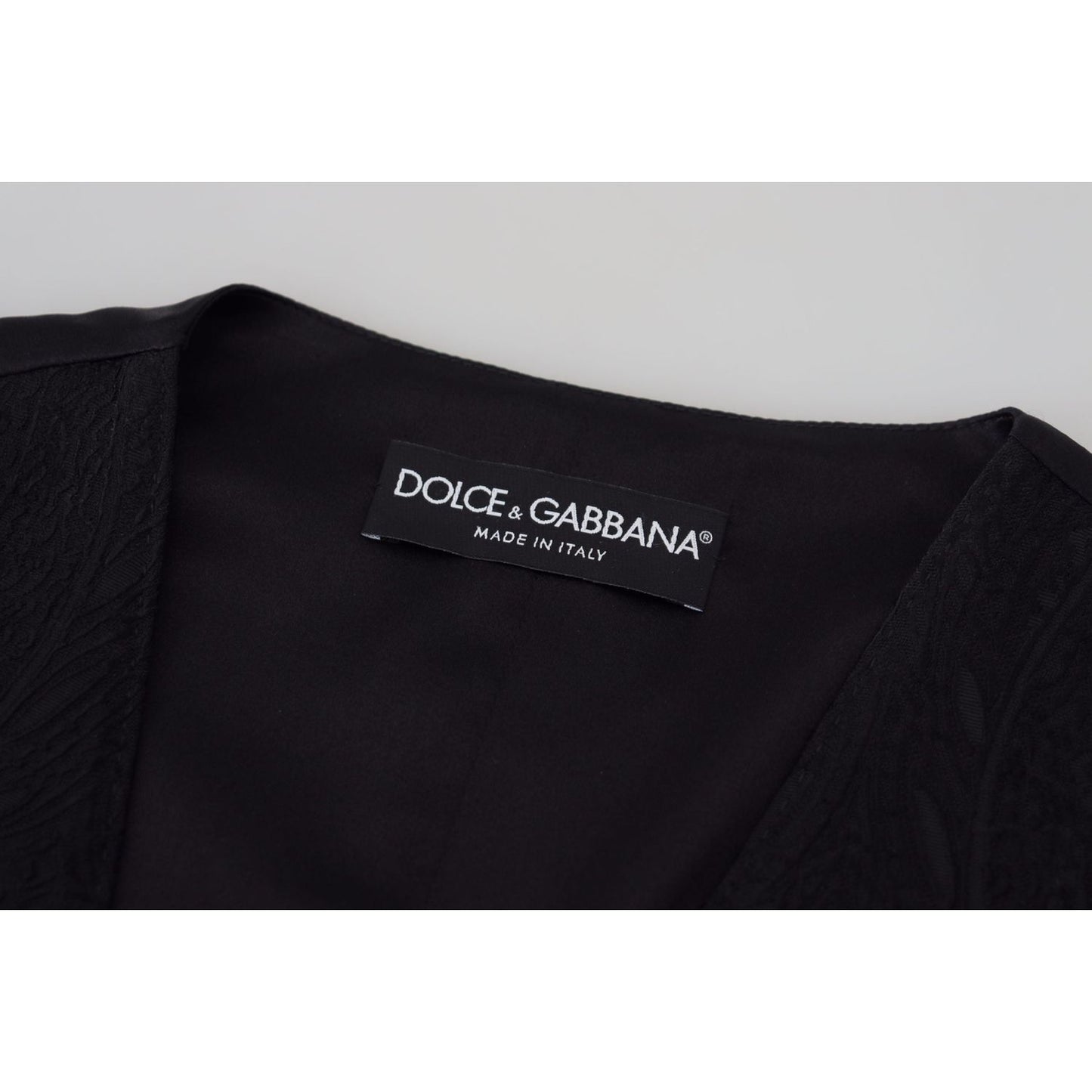 Dolce & Gabbana Black Brocade Button Down Sleeveless Vest Top TSH83311 - 40