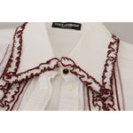 Dolce & Gabbana White Lace Long Sleeves Ruffle Collar Top