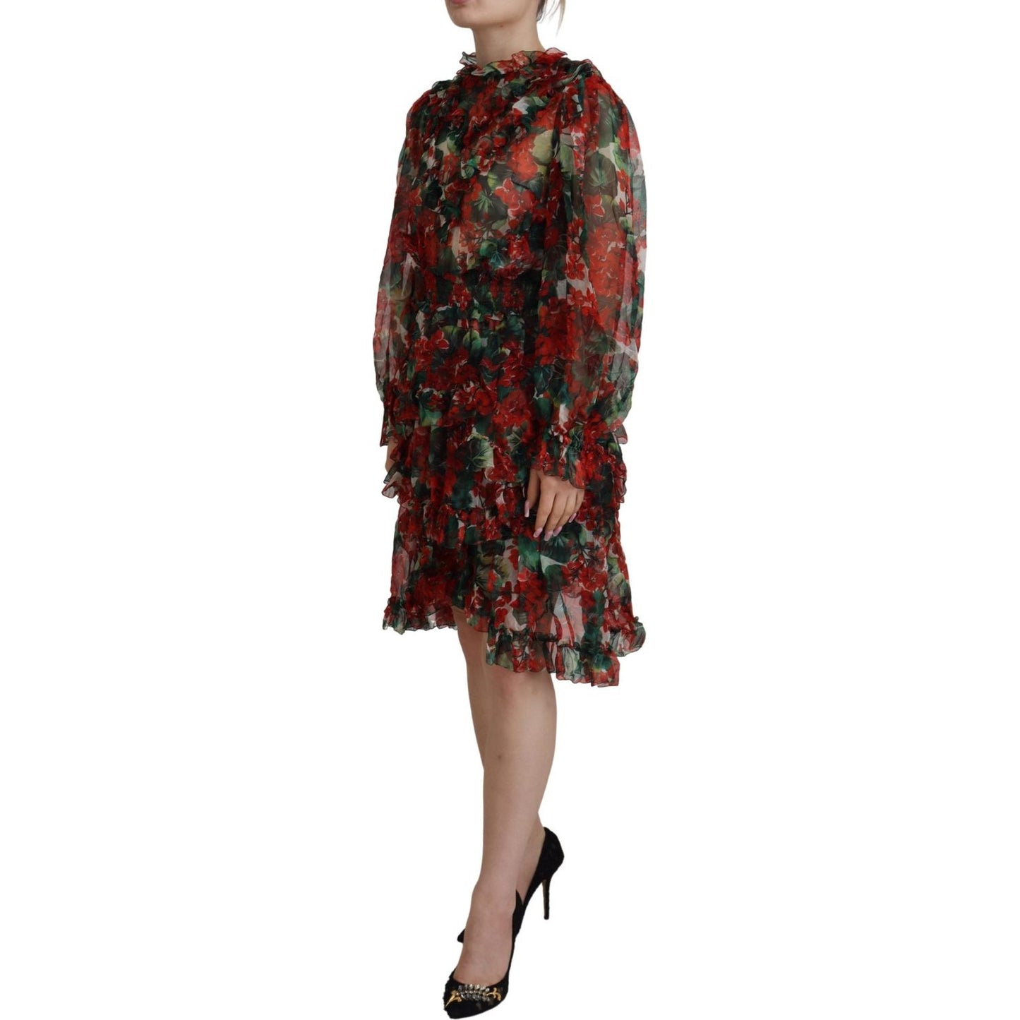 Dolce & Gabbana Multicolor Geranium A-line Knee Length Dress