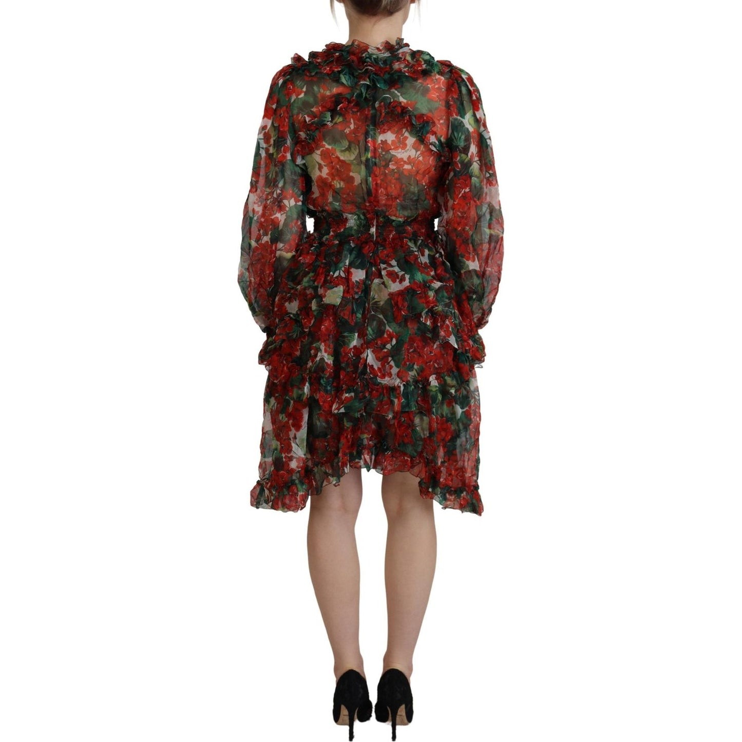 Dolce & Gabbana Multicolor Geranium A-line Knee Length Dress