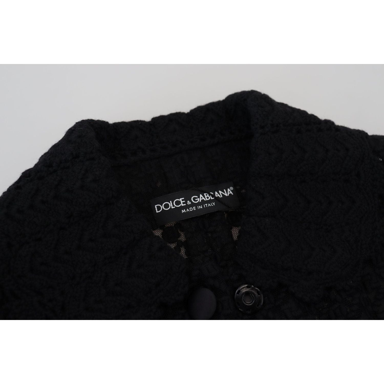 Dolce & Gabbana Black Wool Knitted Button Down Collar Jacket