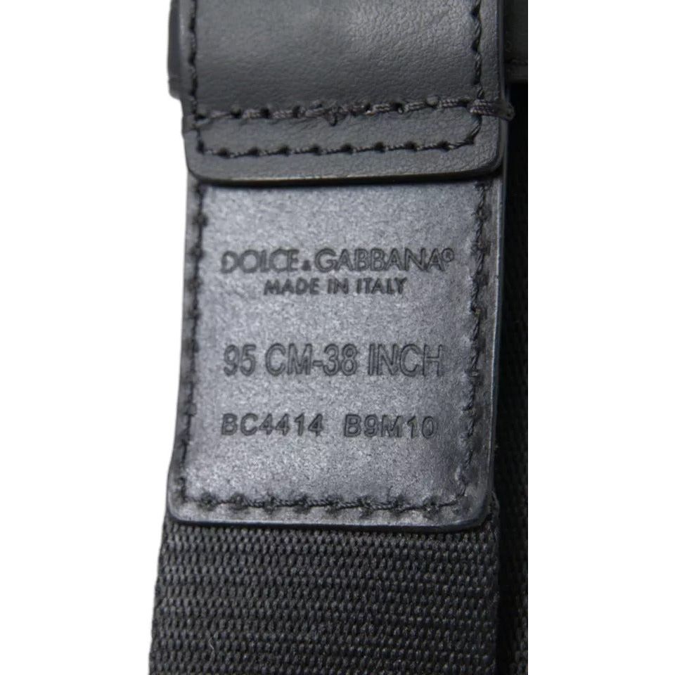 Black Green Logo Silver Metal Buckle Belt Dolce & Gabbana