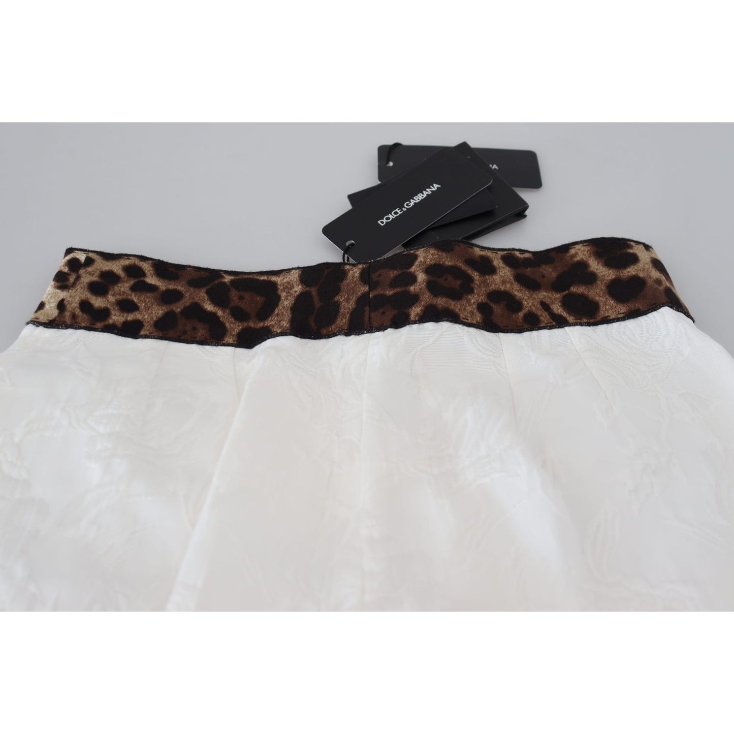 Dolce & Gabbana White Leopard Print High Waist Pants