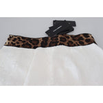 Dolce & Gabbana White Leopard Print High Waist Pants