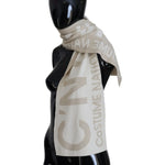 Costume National Beige White Logo Wrap Warmer Shawl Scarf MS6842