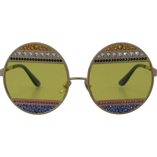 Dolce & Gabbana Crystal Embellished Gold Oval Sunglasses Dolce & Gabbana