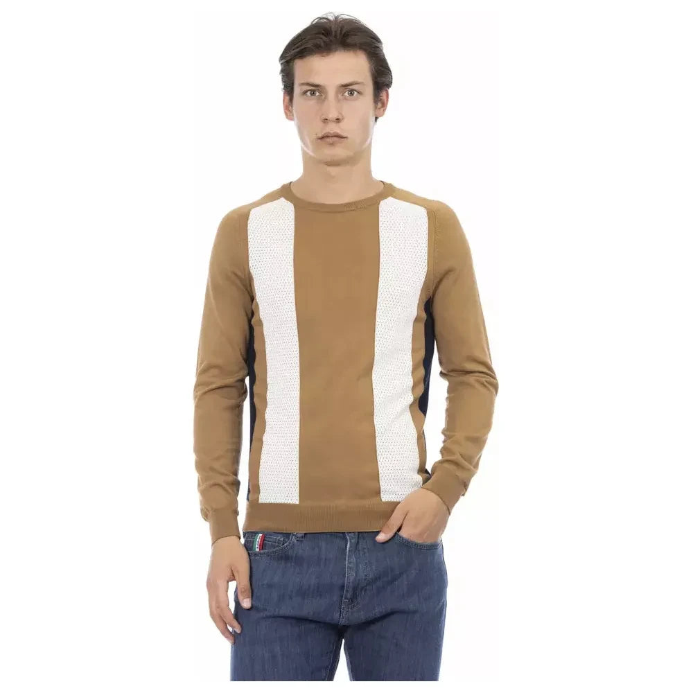 Baldinini Trend Brown Cotton Men Sweater Baldinini Trend