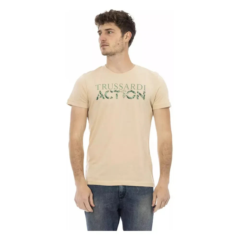 Trussardi Action Beige Cotton Men T-Shirt Trussardi Action