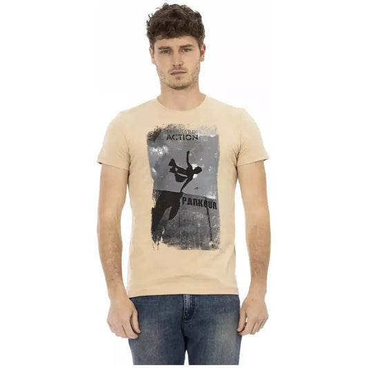 Trussardi Action Beige Cotton Men T-Shirt Trussardi Action