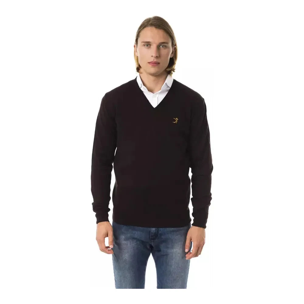 Uominitaliani Brown Merino Wool Men Sweater Uominitaliani