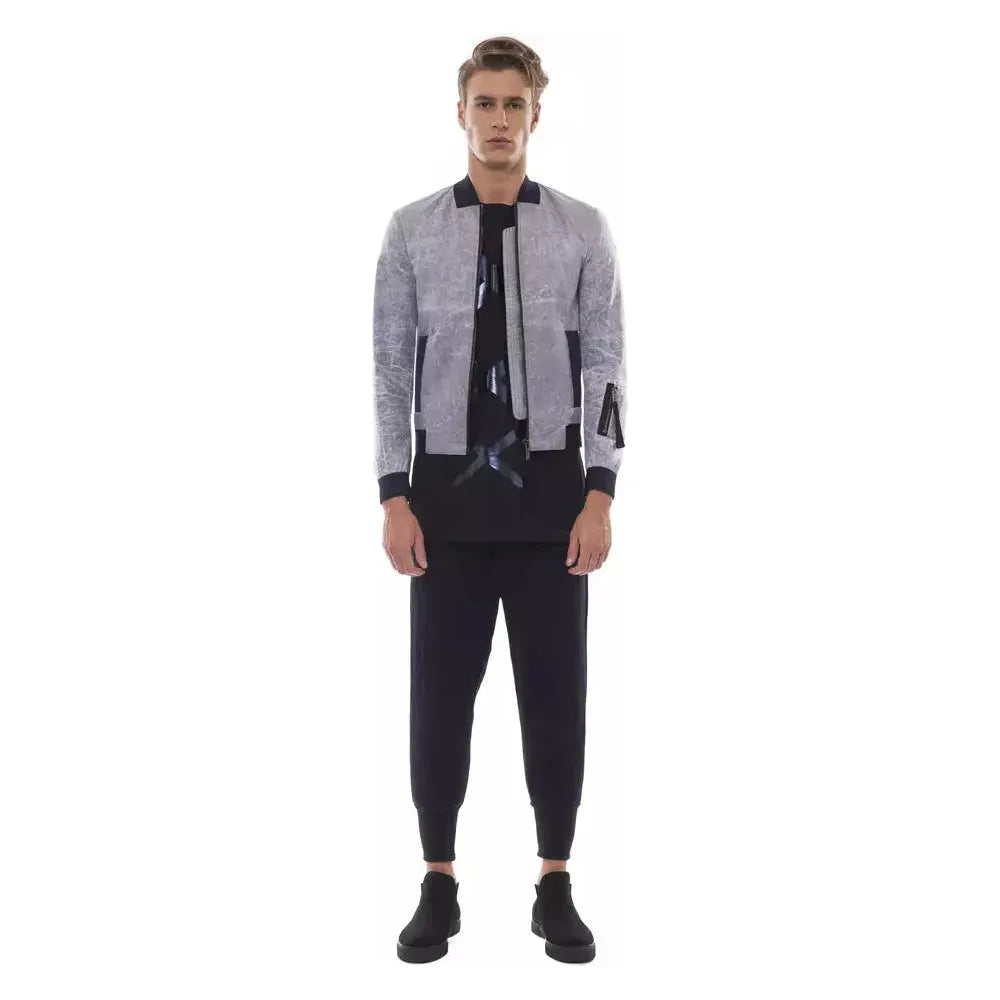 Nicolo Tonetto Gray Polyester Men Bomber Jacket NI-12942-XS