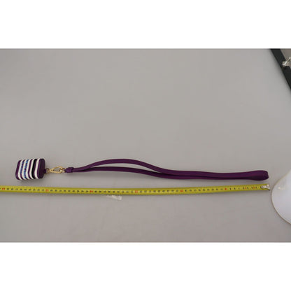 Dolce & Gabbana Purple Leather Strap Gold Metal Logo Airpods Case