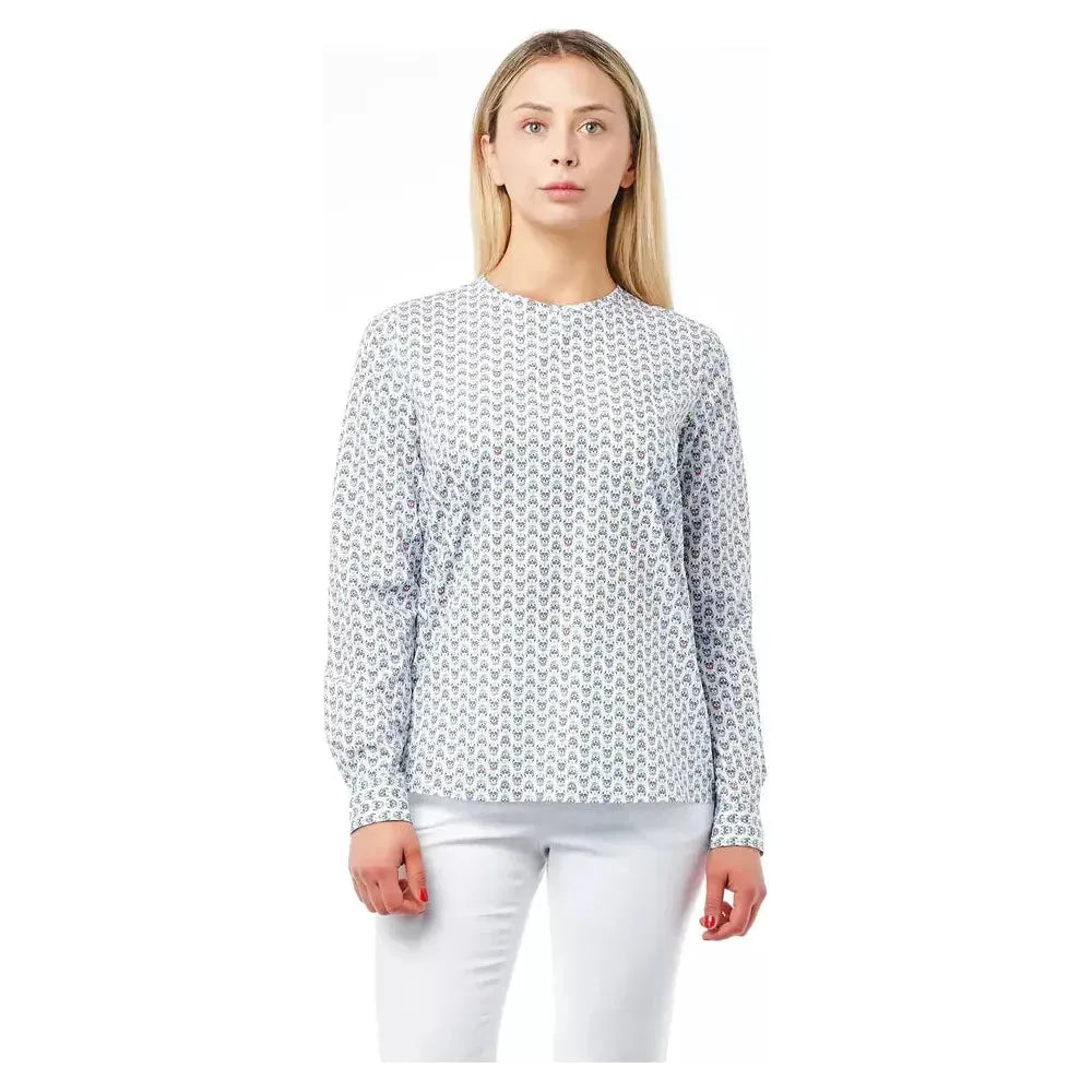 Bagutta White Cotton Women Shirt with Skull Print Closure Detail