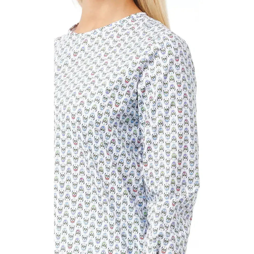 Bagutta White Cotton Women Shirt with Skull Print Closure Detail