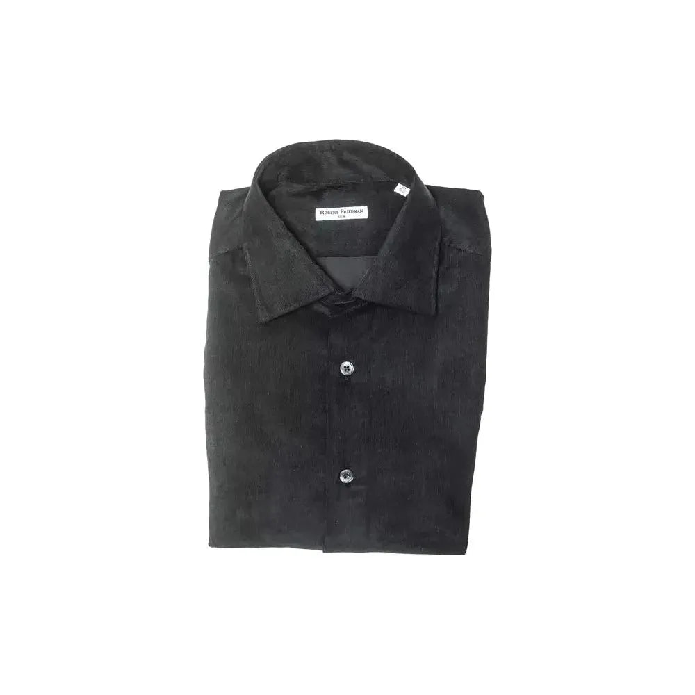 Robert Friedman Black Cotton Men Shirt