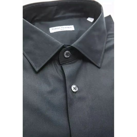 Robert Friedman Black Cotton Men Shirt