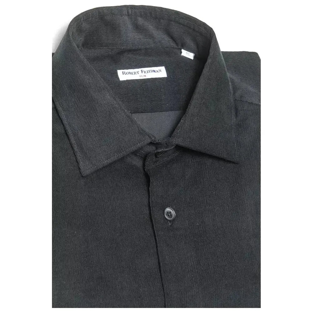 Robert Friedman Black Cotton Men Shirt