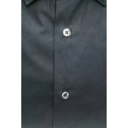 Robert Friedman Black Cotton Men's Slim Shirt