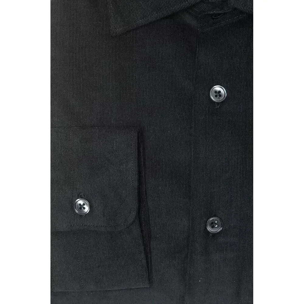 Robert Friedman Black Cotton Men Shirt