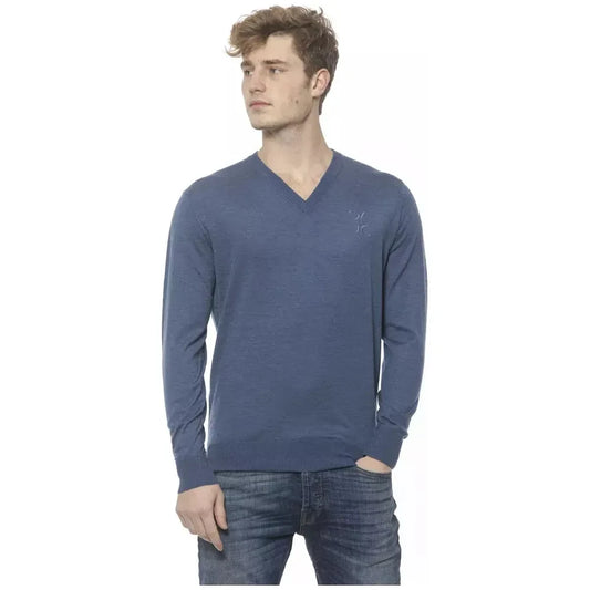 Billionaire Italian Couture Blue Cashmere Men Sweater Billionaire Italian Couture