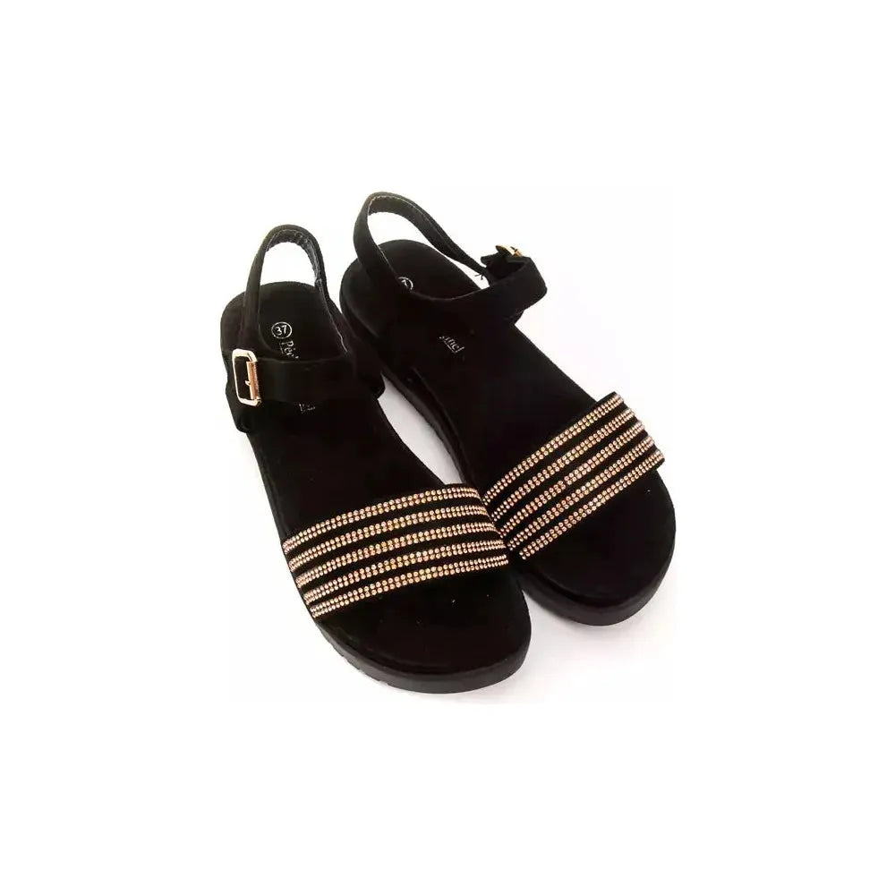 金色闪光踝带凉鞋