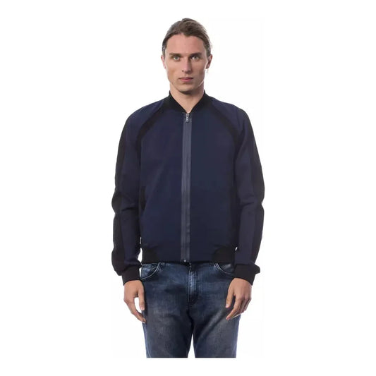 Verri Blue Viscose Men Bomber Jacket Verri