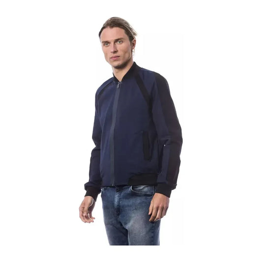 Verri Blue Viscose Men Bomber Jacket Verri