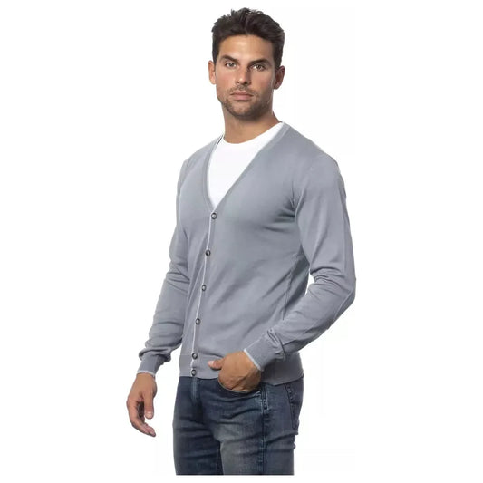 Verri Gray Cotton Men Cardigan Verri