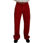 Dolce & Gabbana Red Cotton Straight Fit Men Denim Jeans