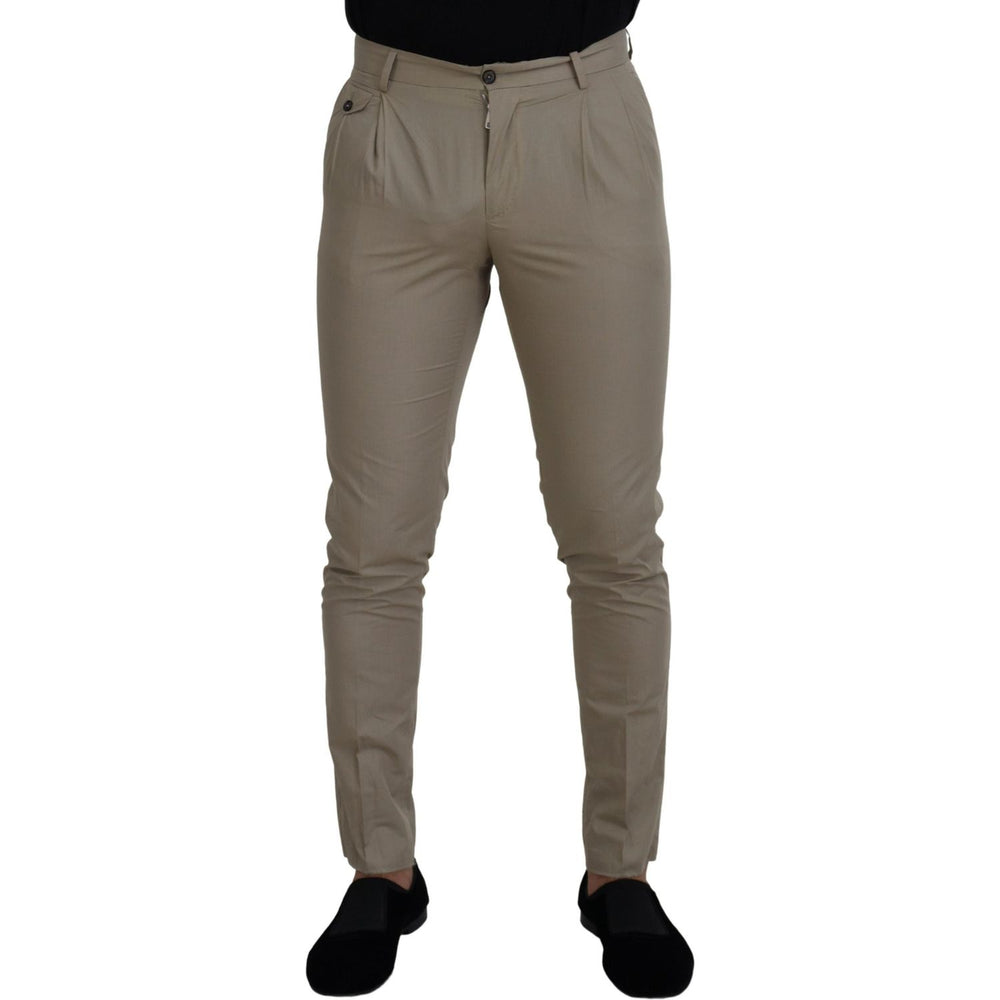 Dolce & Gabbana Beige Cotton Slim Fit Men Pants