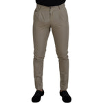 Dolce & Gabbana Beige Cotton Slim Fit Men Pants