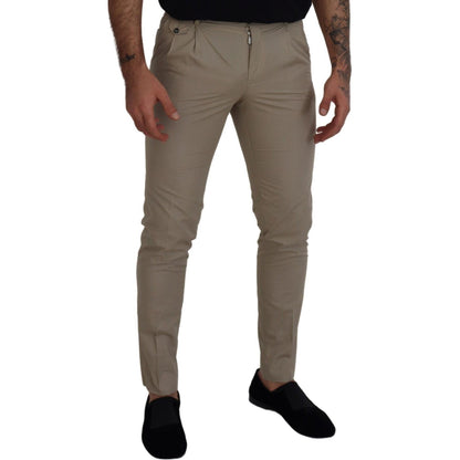 Dolce & Gabbana Beige Cotton Slim Fit Men Pants