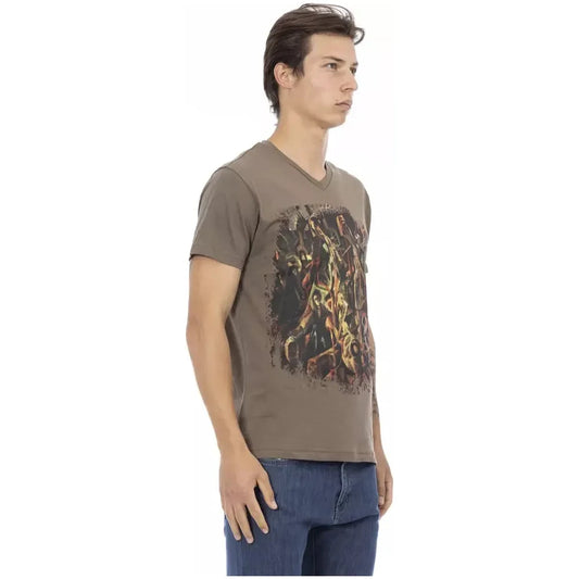 Trussardi Action Brown Cotton Men T-Shirt Trussardi Action