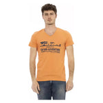 Trussardi Action Orange Cotton Men's V-Neck T-Shirt