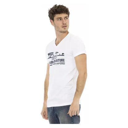 Trussardi Action White Cotton Men's V-Neck T-Shirt