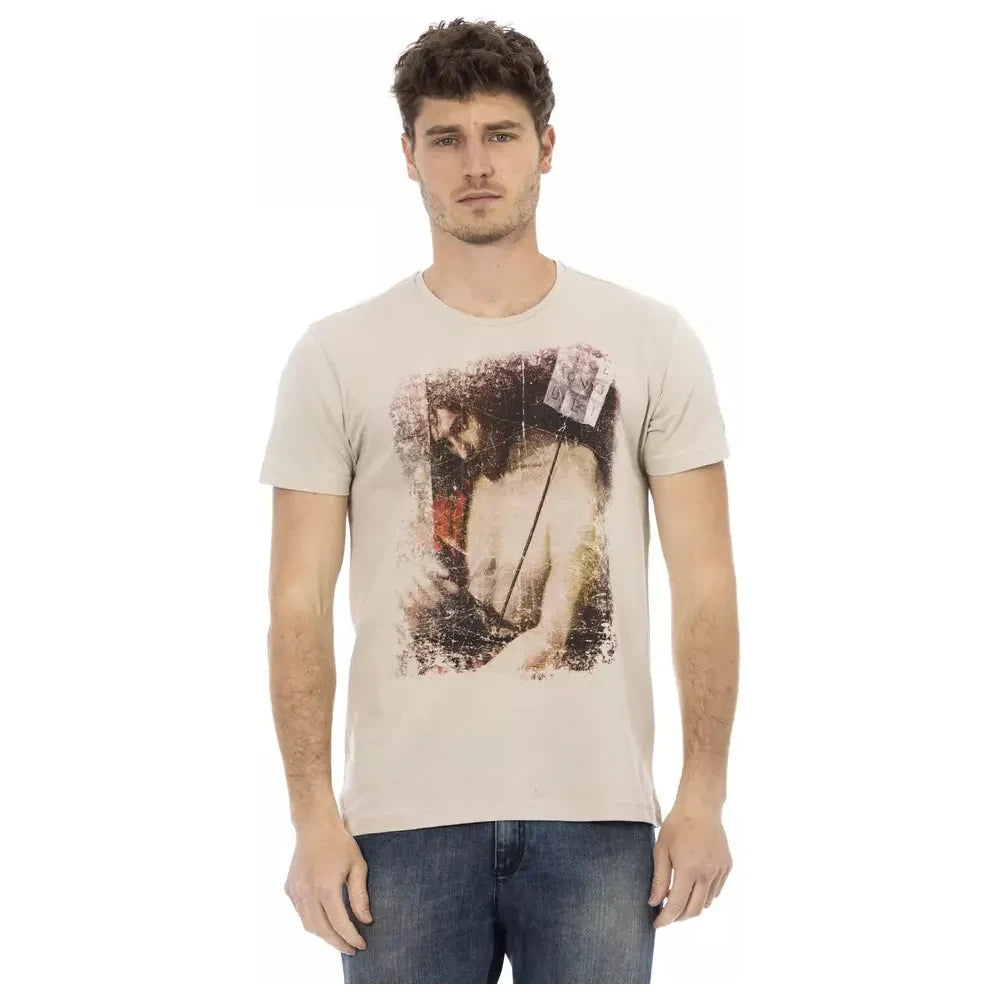 Trussardi Action Beige Cotton Men T-Shirt Trussardi Action