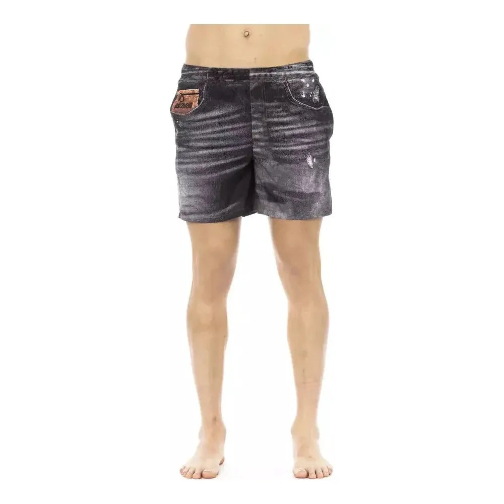 Just Cavalli Black Polyester Men Swim Short JU-22654-XL