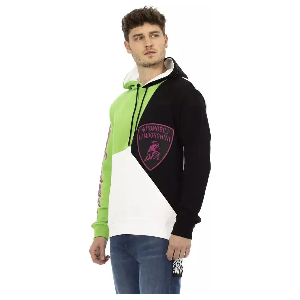 Automobili Lamborghini White Cotton Men's Hooded Sweater