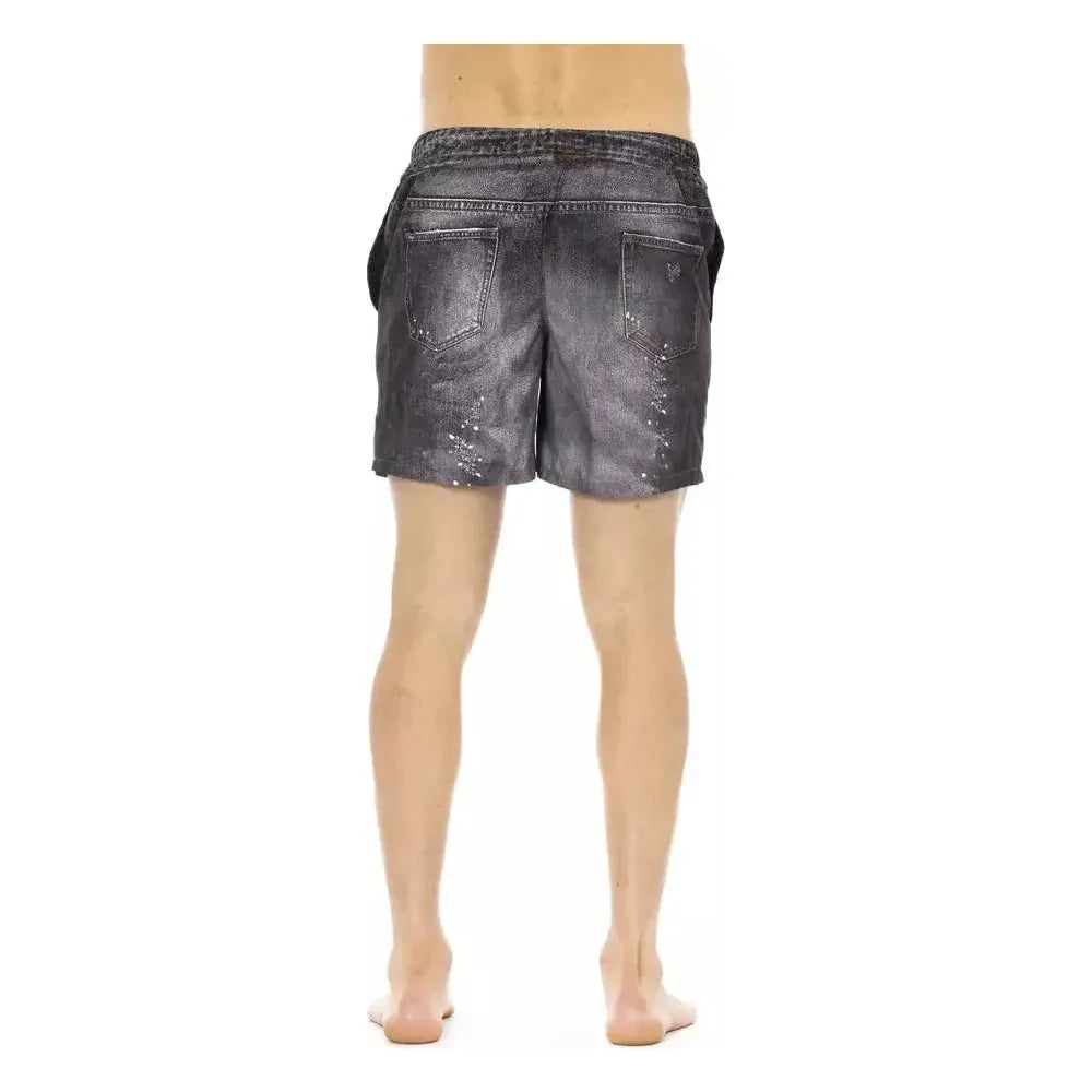 Just Cavalli Black Polyester Men Swim Short JU-22654-XL